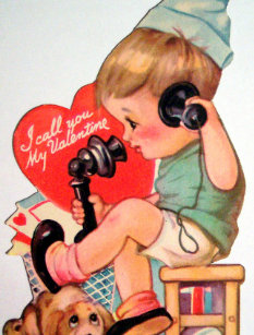 Retro Vintage Valentine boy Holiday postcard