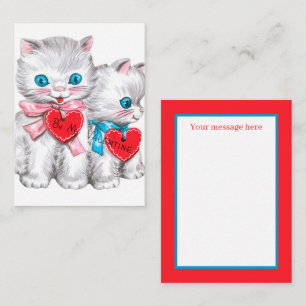 retro vintage Valentine cats add message Note Card