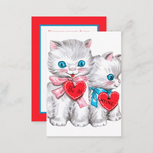 retro vintage Valentine cats add message Note Card