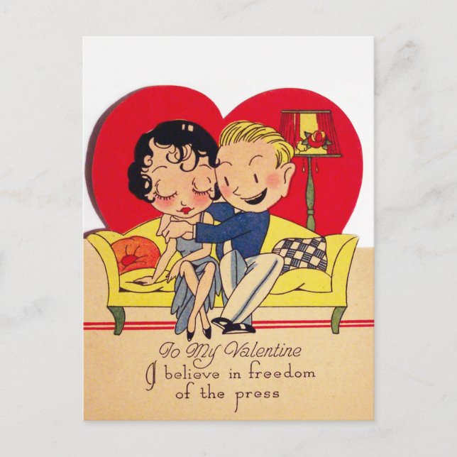 retro vintage Valentine couple Holiday Postcard (Front)