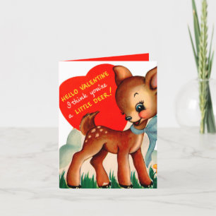 retro vintage Valentine deer add sentiment Holiday Card