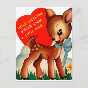 Retro Vintage Valentine Deer Holiday card