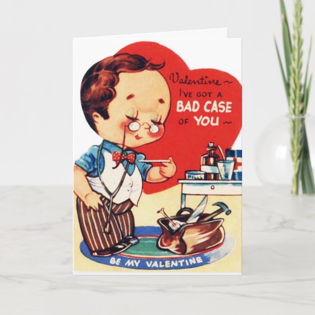 Retro Vintage Valentine Doctor add message card (Front)