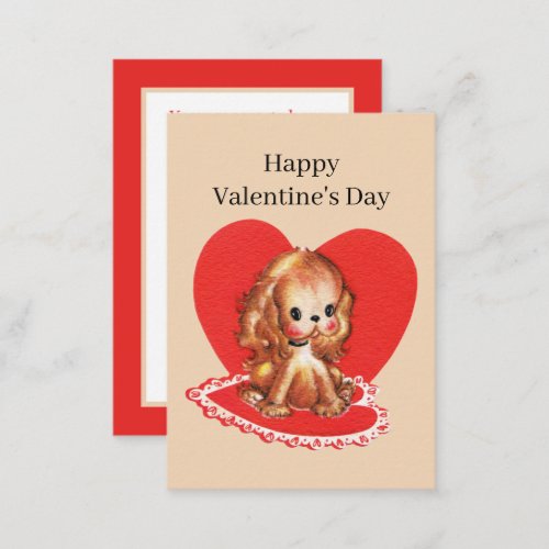 retro vintage Valentine dog add message  Note Card