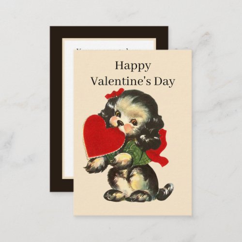 retro vintage Valentine dog add message Note Card