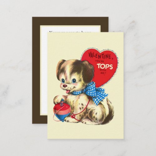 retro vintage Valentine dog add message  Note Card