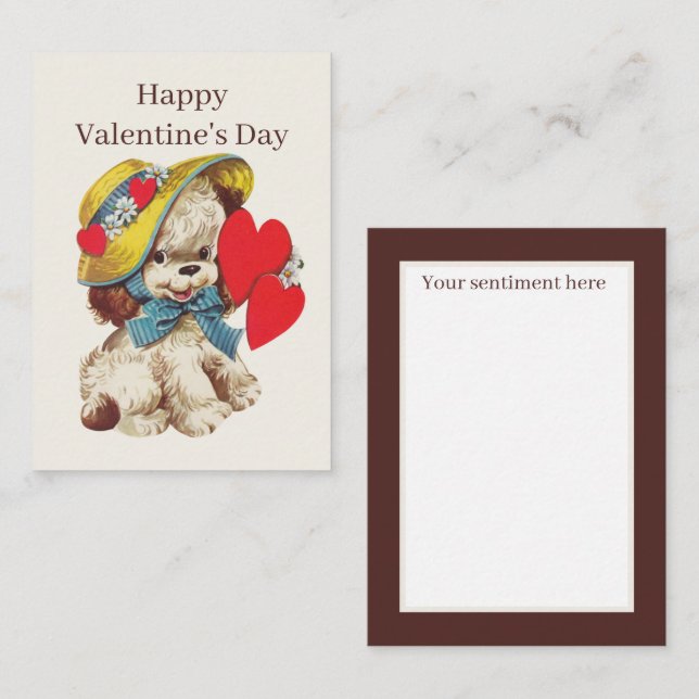 retro vintage Valentine dog add sentiment Note Card (Front/Back)