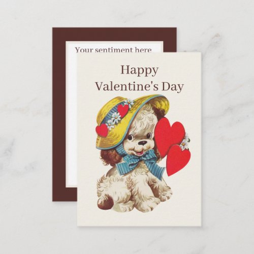 retro vintage Valentine dog add sentiment Note Card