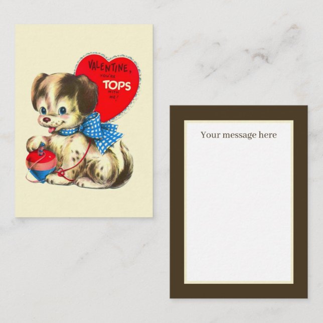 retro vintage Valentine dog  Note Card (Front/Back)