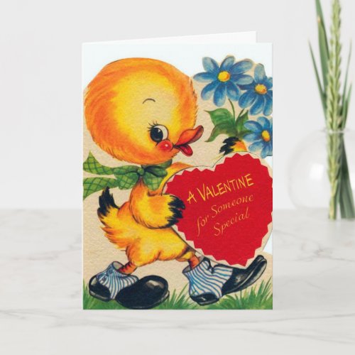 Retro Vintage Valentine duck add message card