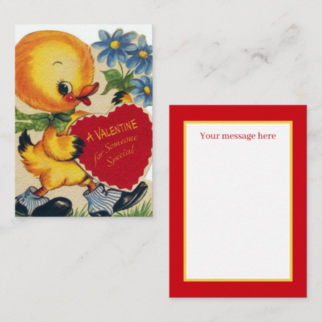 retro vintage Valentine duck add message Note Card (Front/Back)