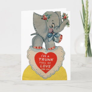 Retro Vintage Valentine elephant add message card