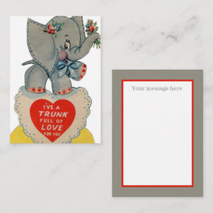 retro vintage Valentine elephant Holiday Note Card