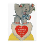 Retro Vintage Valentine elephant Holiday postcard Retro Vintage Valentine elephant Holiday postcard