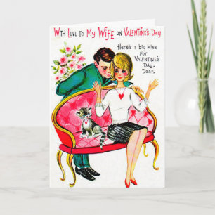 Retro Vintage Valentine for my Wife add message Holiday Card
