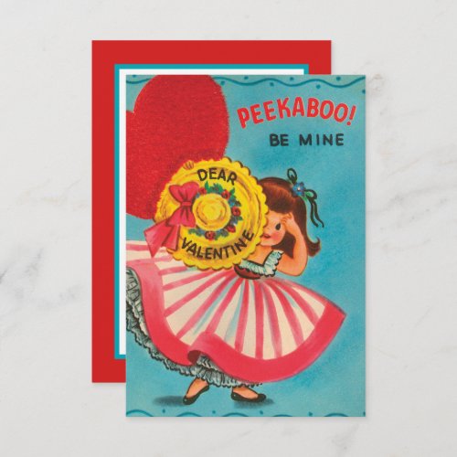 retro vintage Valentine girl add message  Note Card