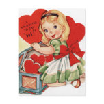 Retro Vintage Valentine girl Holiday postcard Retro Vintage Valentine girl Holiday postcard