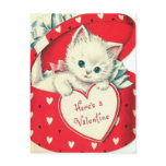 Retro Vintage Valentine Holiday cat postcard Retro Vintage Valentine Holiday cat postcard