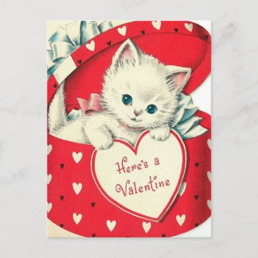 Retro Vintage Valentine Holiday cat postcard