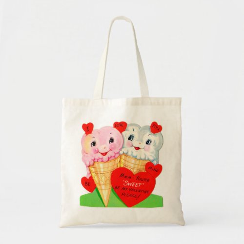 retro vintage Valentine ice cream gifting Tote Bag