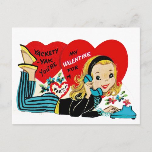 Retro Vintage Valentine Phone Girl Card