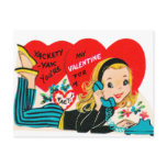 Retro Vintage Valentine phone girl postcard Retro Vintage Valentine phone girl postcard