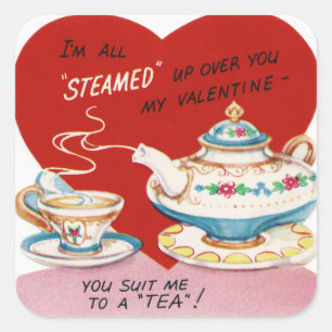 Retro Vintage Valentine tea sticker