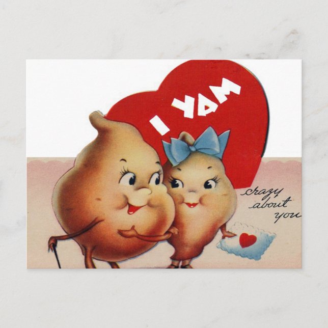 retro vintage Valentine yams  Holiday Postcard (Front)