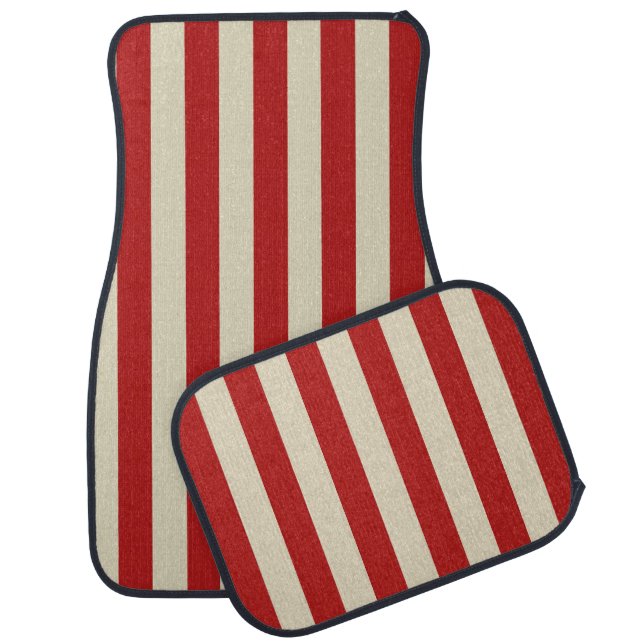 Retro Vintage Vertical PopCorn Classic Stripes Car Mat (Set)