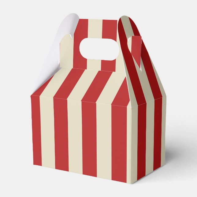 Retro Vintage Vertical PopCorn Classic Stripes Favor Boxes (Back Side)