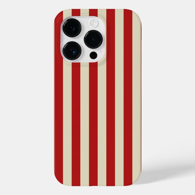 Retro Vintage Vertical Popcorn Stripes in Red Case-Mate iPhone Case (Back)