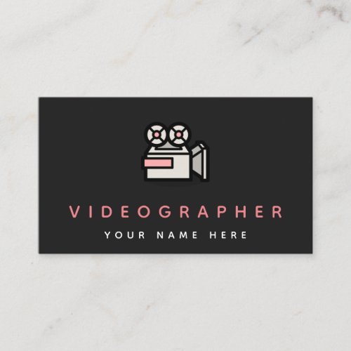 Retro Vintage Video Camera Icon Black  White Cool Business Card