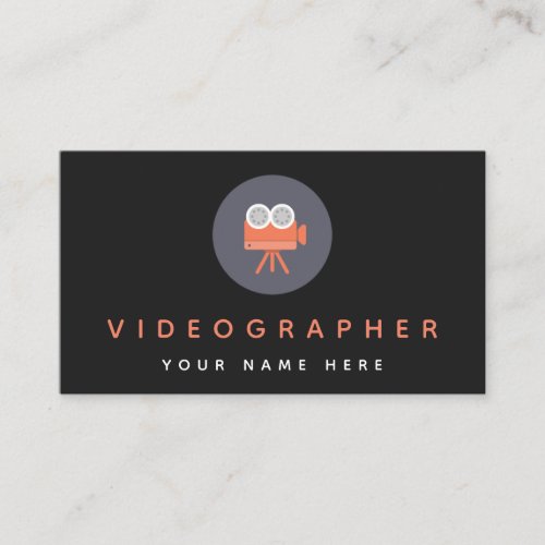 Retro Vintage Video Camera Icon Videographer Black Business Card