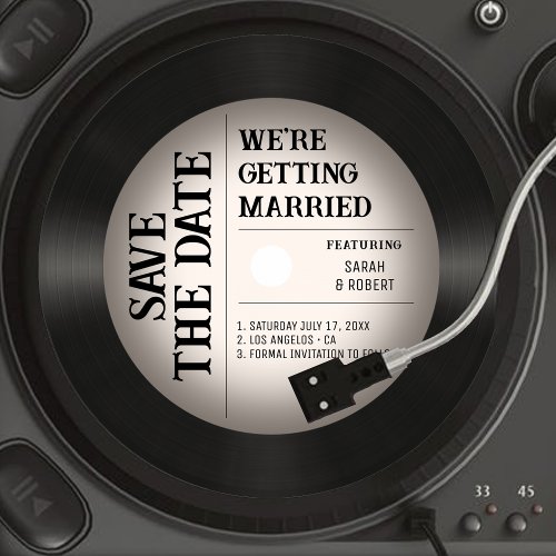 Retro Vintage Vignette Vinyl Record Wedding Save The Date