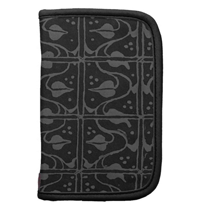 Retro Vintage Vines Leaf Charcoal Black Planner