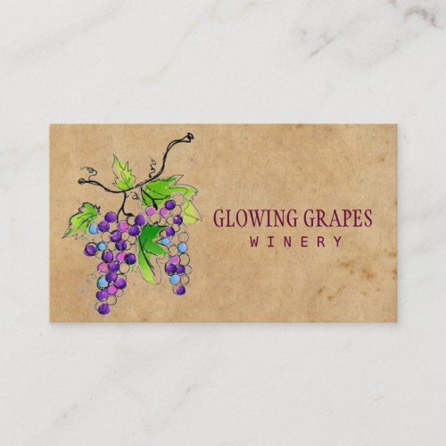 Retro Vintage Vineyard Harvest Grapes Winery Business Card