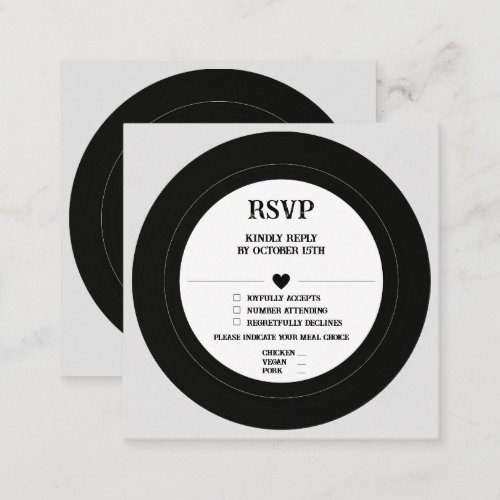 Retro Vintage Vinyl Record RSVP Enclosure Card