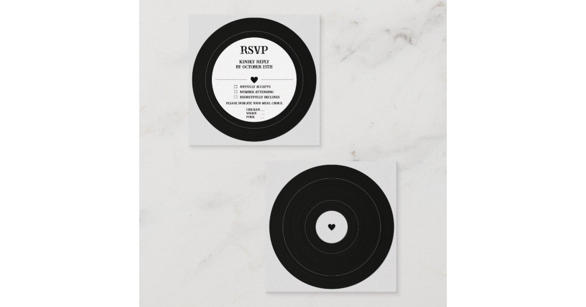 Retro Vintage Vinyl Record RSVP Enclosure Card Zazzle