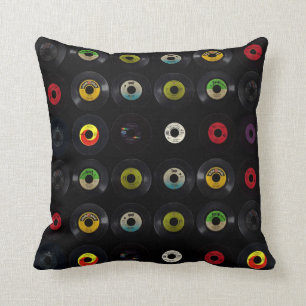 Retro Vintage Vinyl Records Throw Pillow