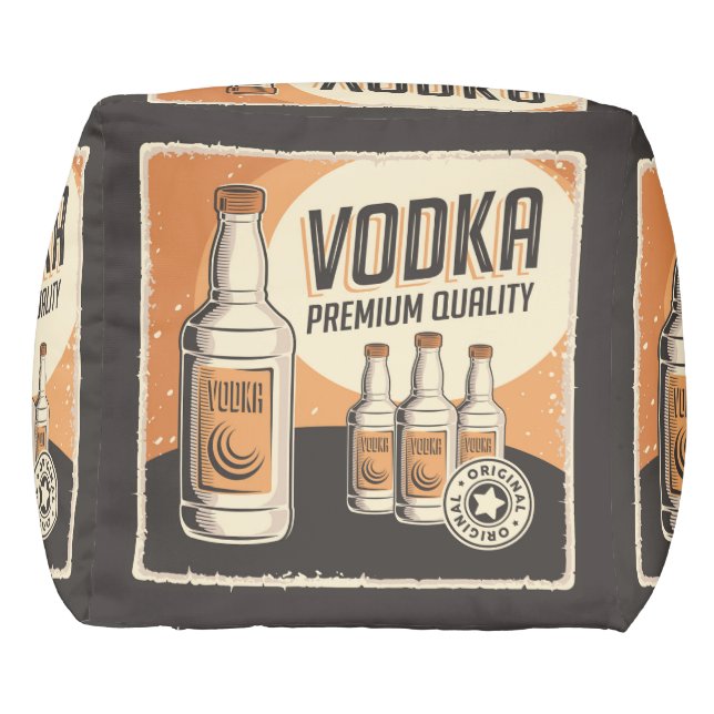 Retro Vintage Vodka party  Pouf (Back)