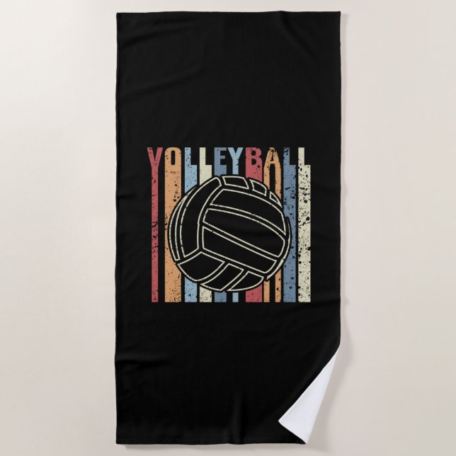 Retro Vintage Volleyball Beach Towel (Front)
