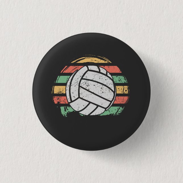 Retro Vintage Volleyball Button (Front)