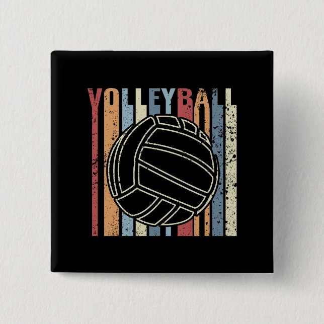 Retro Vintage Volleyball Button (Front)