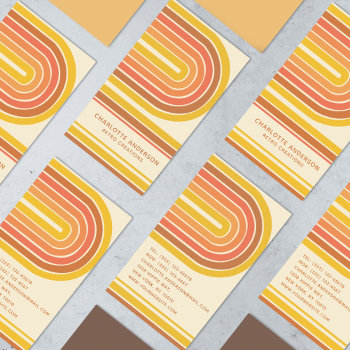 Retro Vintage Wave Abstract Trendy Name Business Card by EvcoStudio at Zazzle