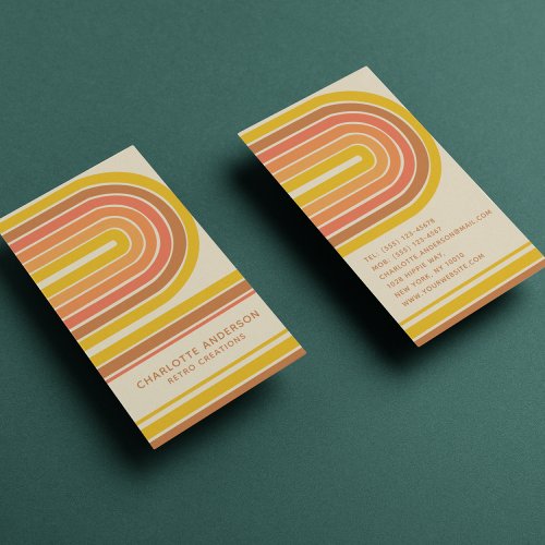 Retro Vintage Wave Abstract Trendy Name Business Card