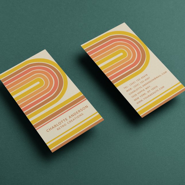 Retro Vintage Wave Abstract Trendy Name Business Card (Creator Uploaded)