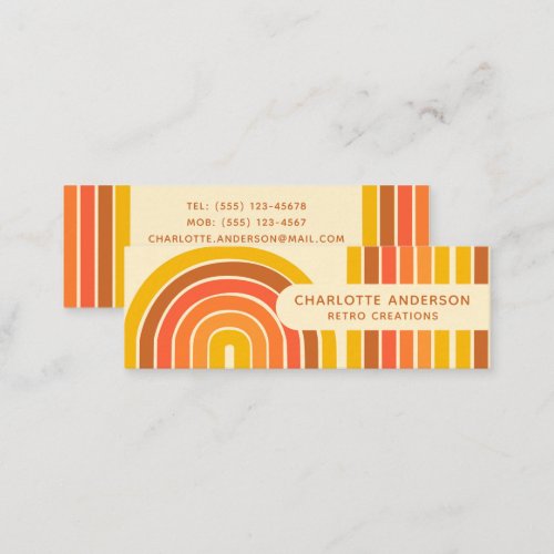 Retro Vintage Wave Abstract Trendy Name Mini Business Card