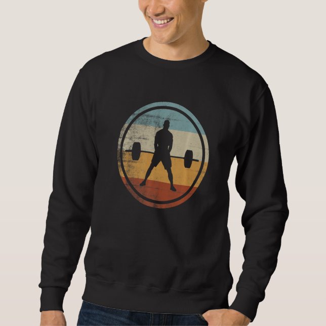 Retro Vintage Weightlifter Powerlifting Weightlift Sweatshirt (Front)