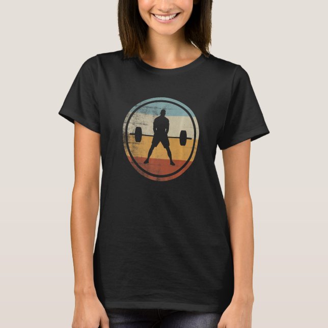Retro Vintage Weightlifter Powerlifting Weightlift T-Shirt (Front)