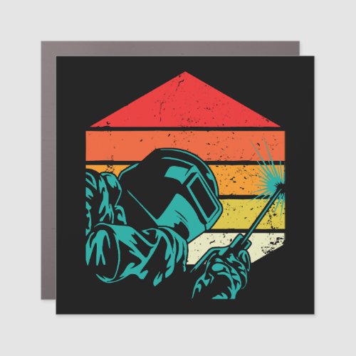 Retro Vintage Welding Helmet Silhouette Welder Gif Car Magnet